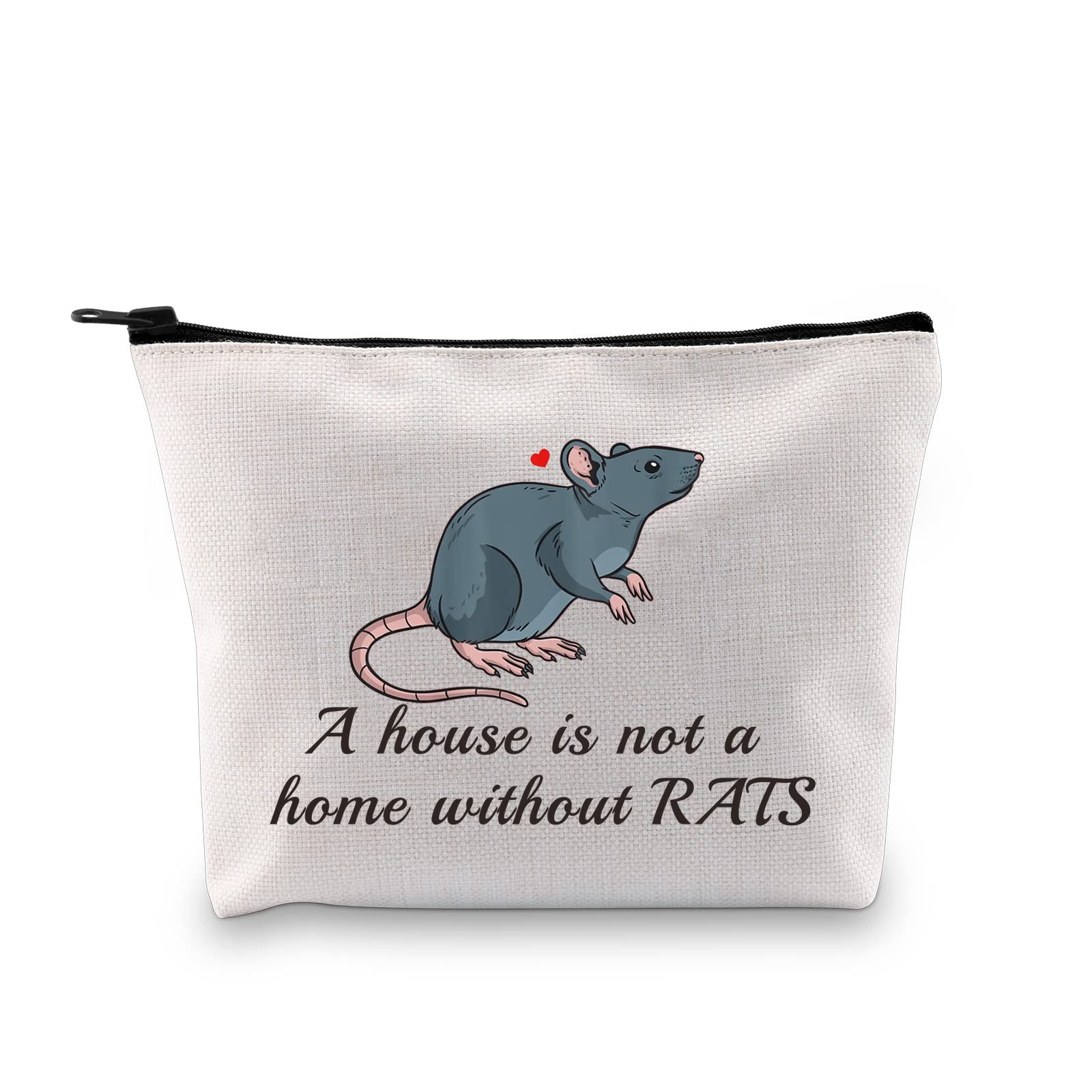 MBMSO Rat Makeup Bag a House is not a Home without Rats Gifts Rat Owner Gift Rat Mom Gifts Travel Cosmetic Pouch, Rat bag, medium