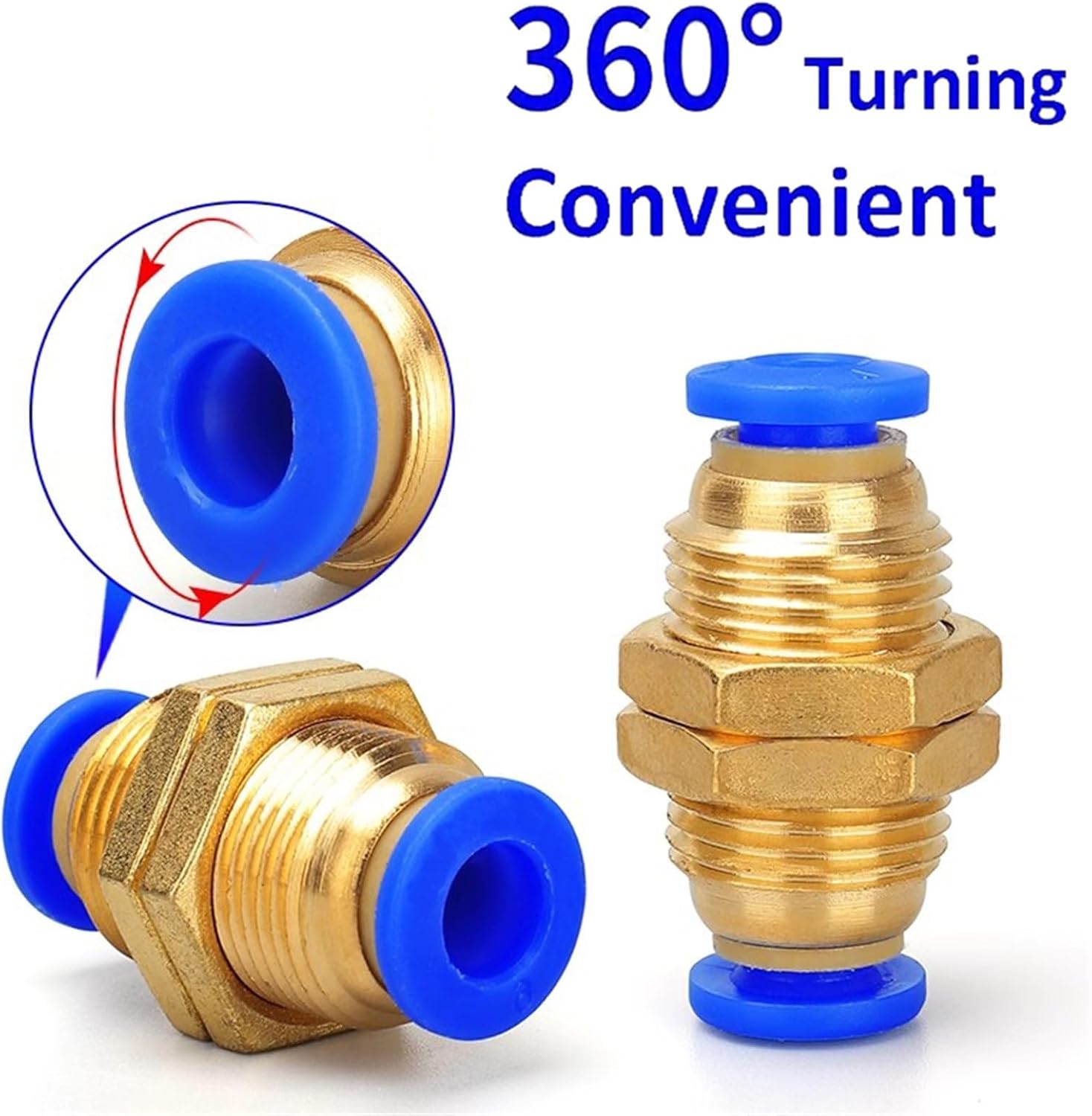 4mm 6mm 8mm 10mm 12mm OD Tube PM Straight Pneumatic Air Fittings Bulkhead Union Push To Connect Quick Release Connector 5Pcs(PM-6)