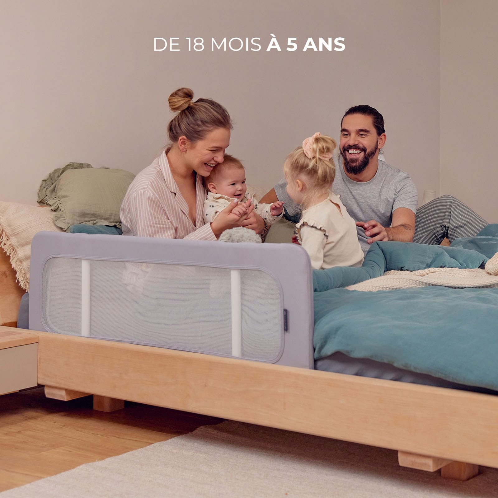 Kinderkraft Guard & Dream Barrière de lit Universelle, Hauteur réglable, Noir
