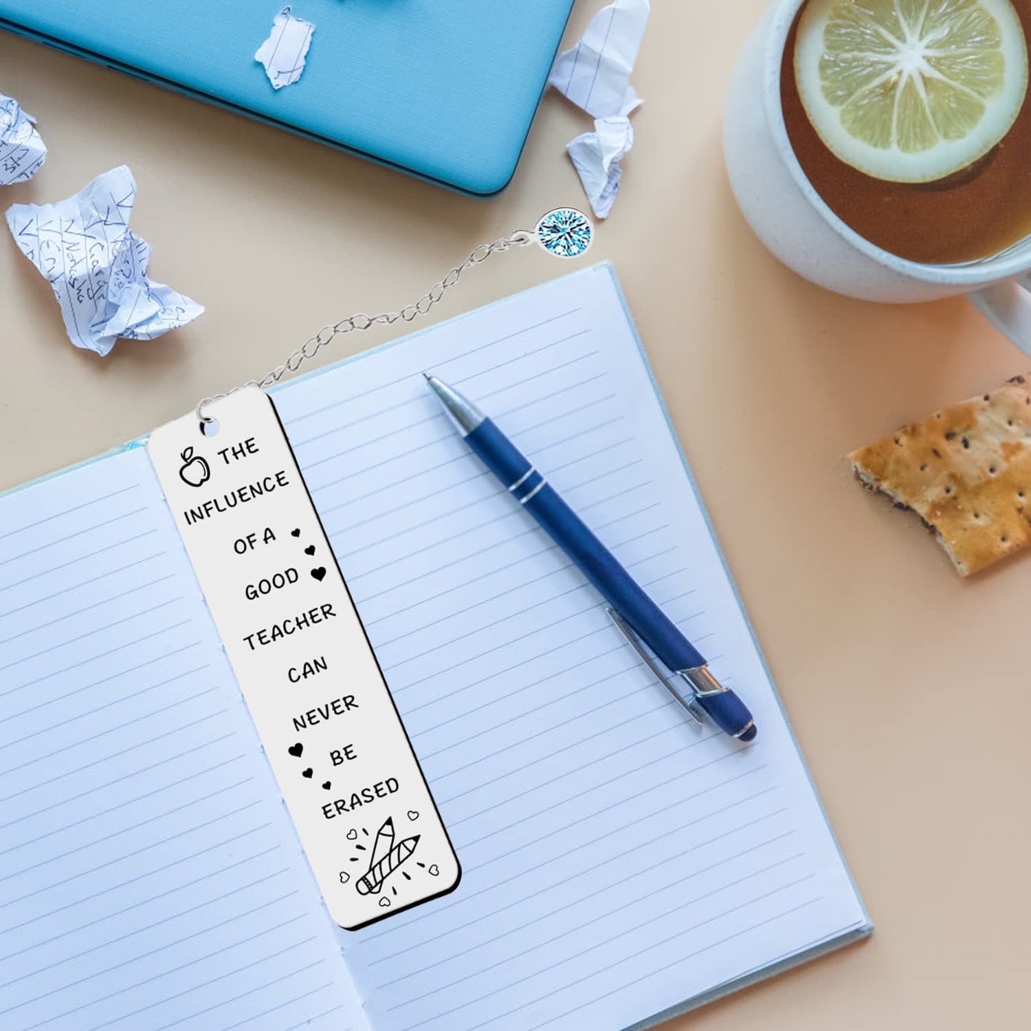 5 Segnalibri Diamantati Per Insegnanti - Acciaio Inossidabile - Regalo Di Ringraziamento Per Laurea O Fine Anno Scolastico - Foto 2