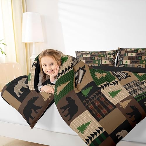 Miniatura 6 de Lodge - Juego de ropa de cama y colecciones con temática de campamento, juego de edredón rústico de granja, tamaño King, estilo retro, vintage,