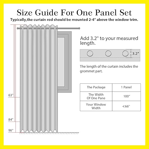 Miniatura 8 de 100% Blackout Shield Cortinas opacas de 96 pulgadas de largo, paneles curcianos extra anchos para puerta de patio, cortinas opacas para