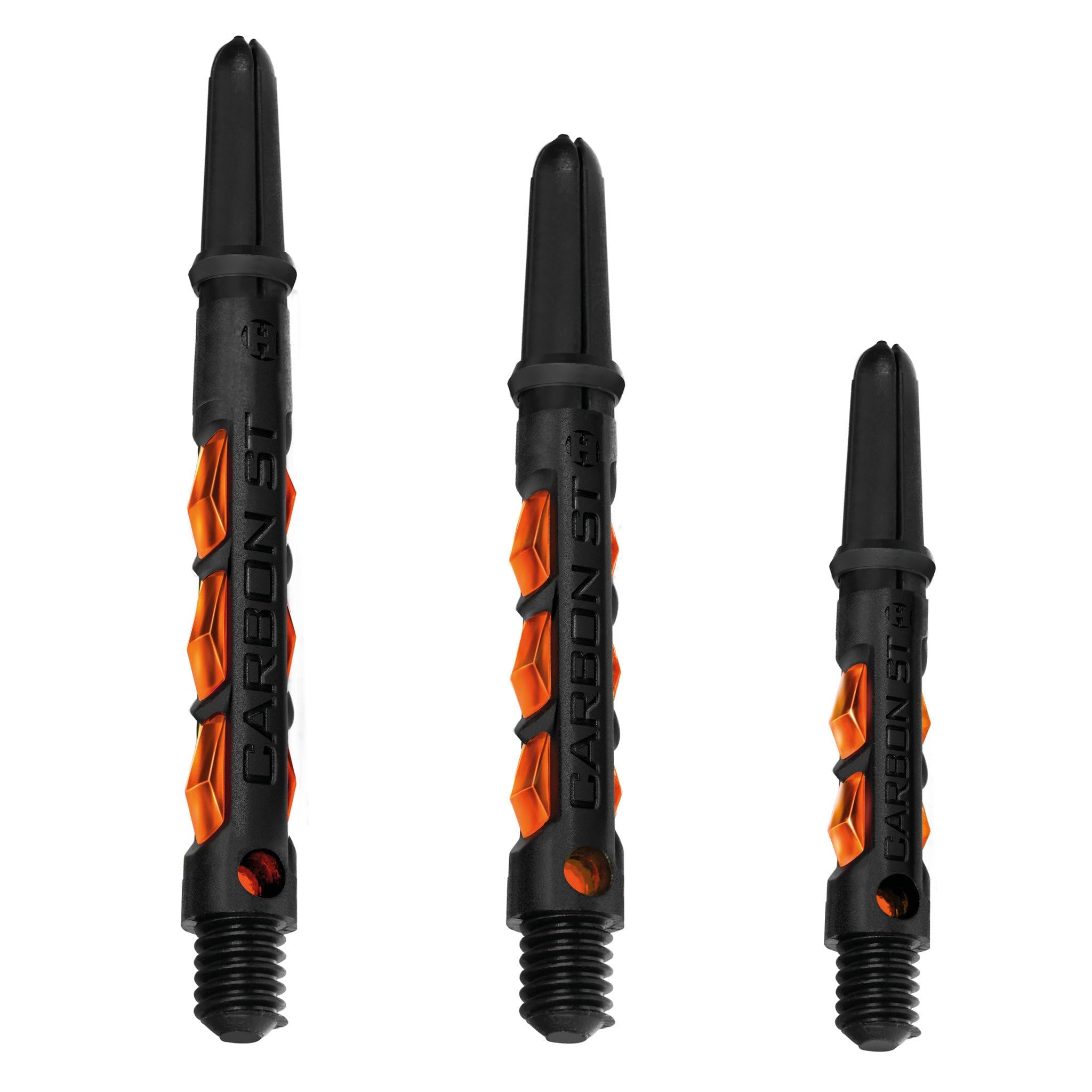 Harrows Dart Shafts Carbon ST Stems with Pyramid Rings, Medium, Orange