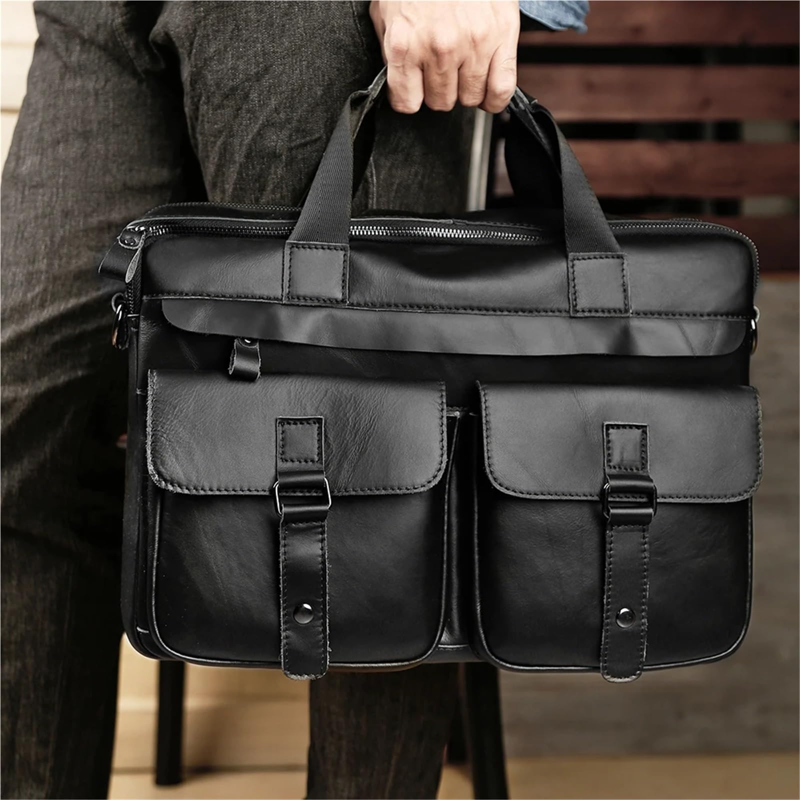 Valigetta 24 Ore Uomo Valigette da uomo in pelle Borsa for laptop 15,6 pollici Borse ufficio for a tracolla for documenti lavoro