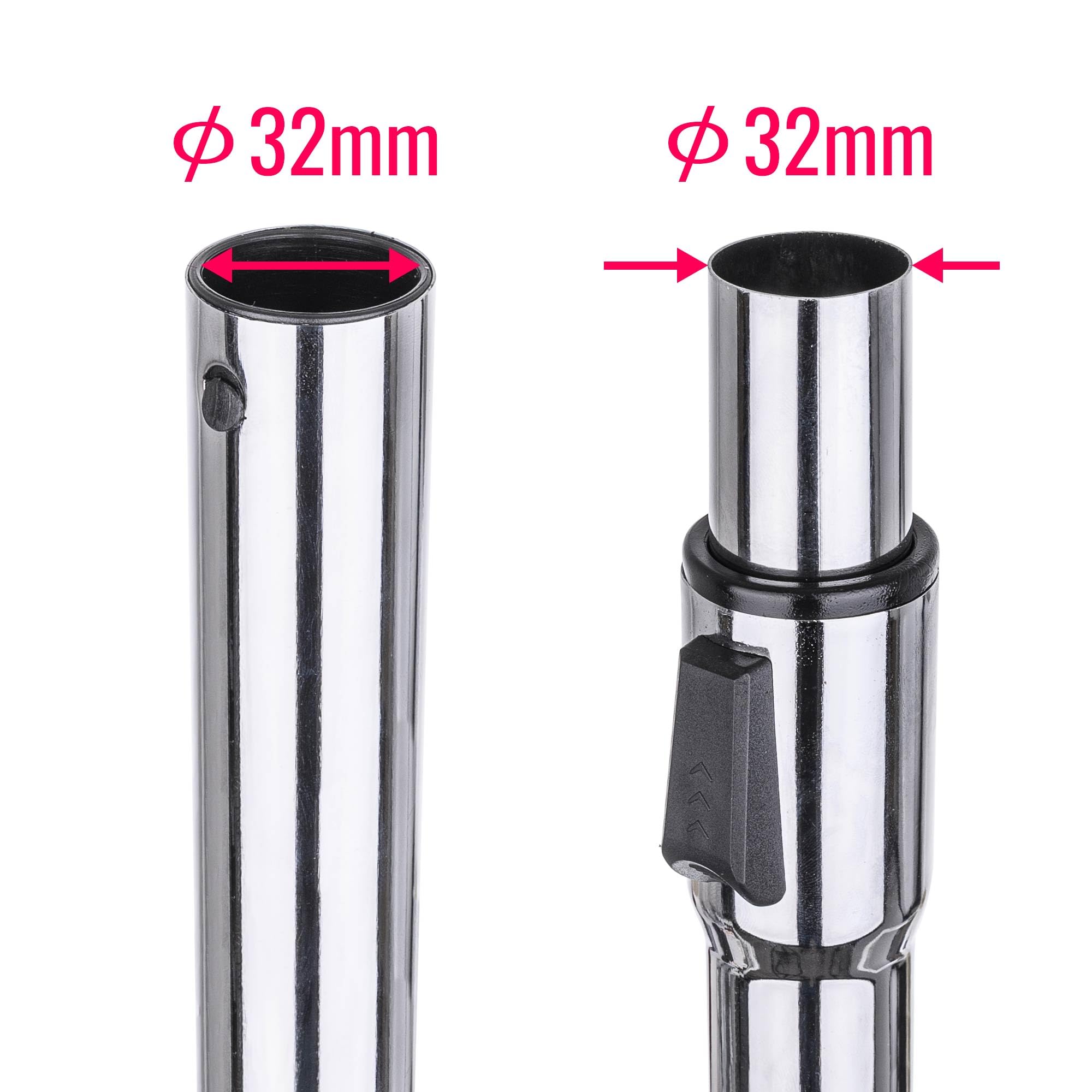Teleskop-Rohr 56-92cm Saugrohr Anschluss 32mm passt für Staubsauger u.a. AEG Bosch Dirt Devil EIO ELECTROLUX Miele Philips ROWENTA Siemens und andere
