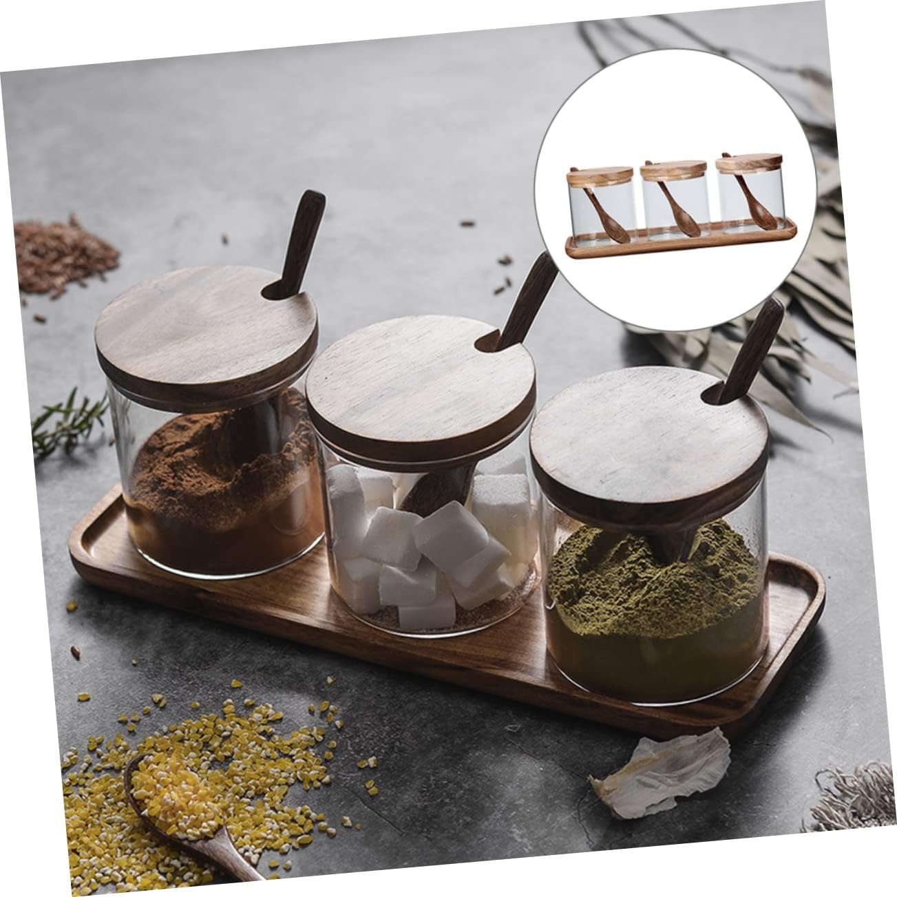 Condiment Jar Spice Storage Pot Spoon Tray Elegant Seasoning Jars for Kitchen