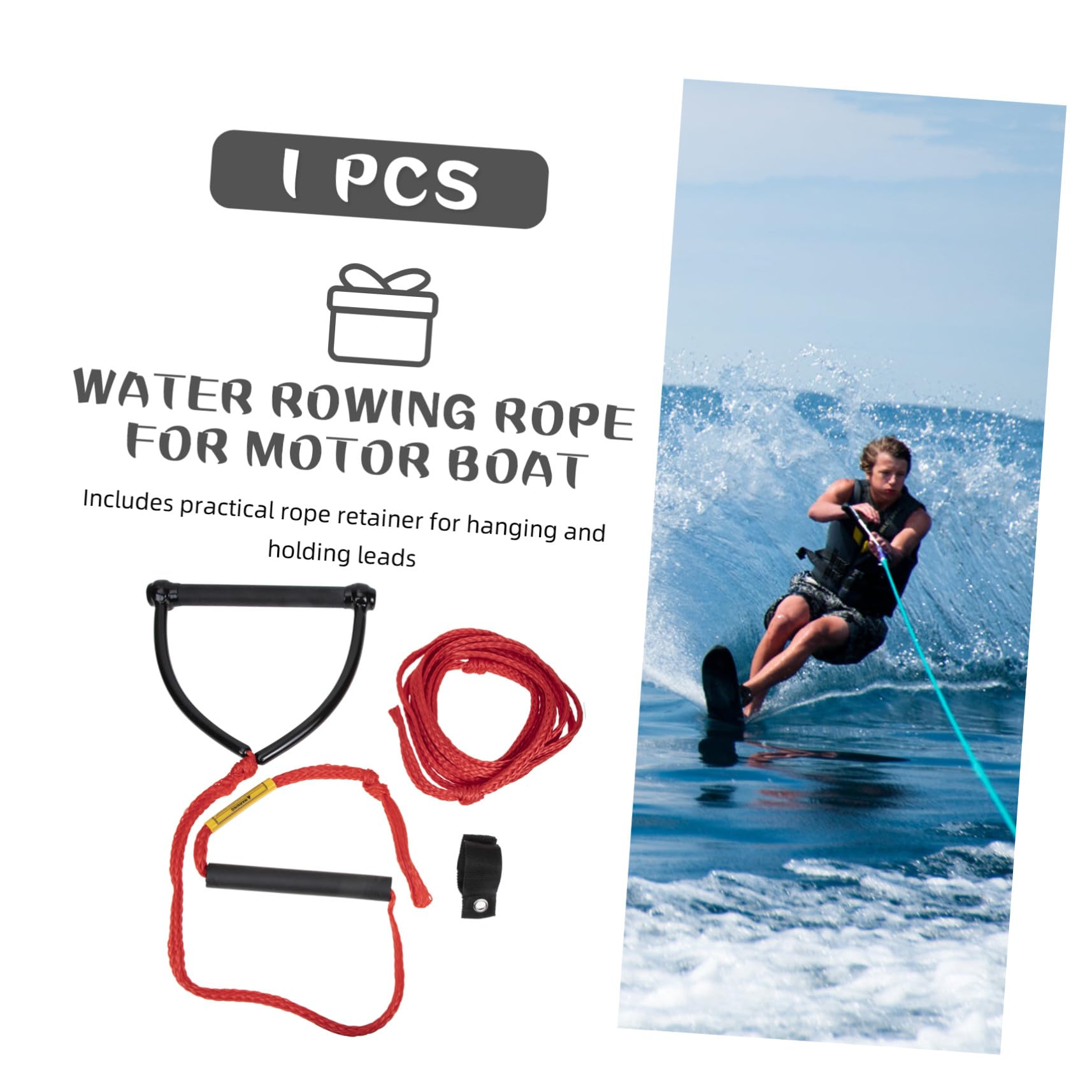 Wasserski Seil mit Griff Abriebfestes UV beständiges Zugseil für Wassersport Hellfarbig Robust und Langlebig Geeignet für Wakeboard Ski Board und Bootsschleppseil Praktisches