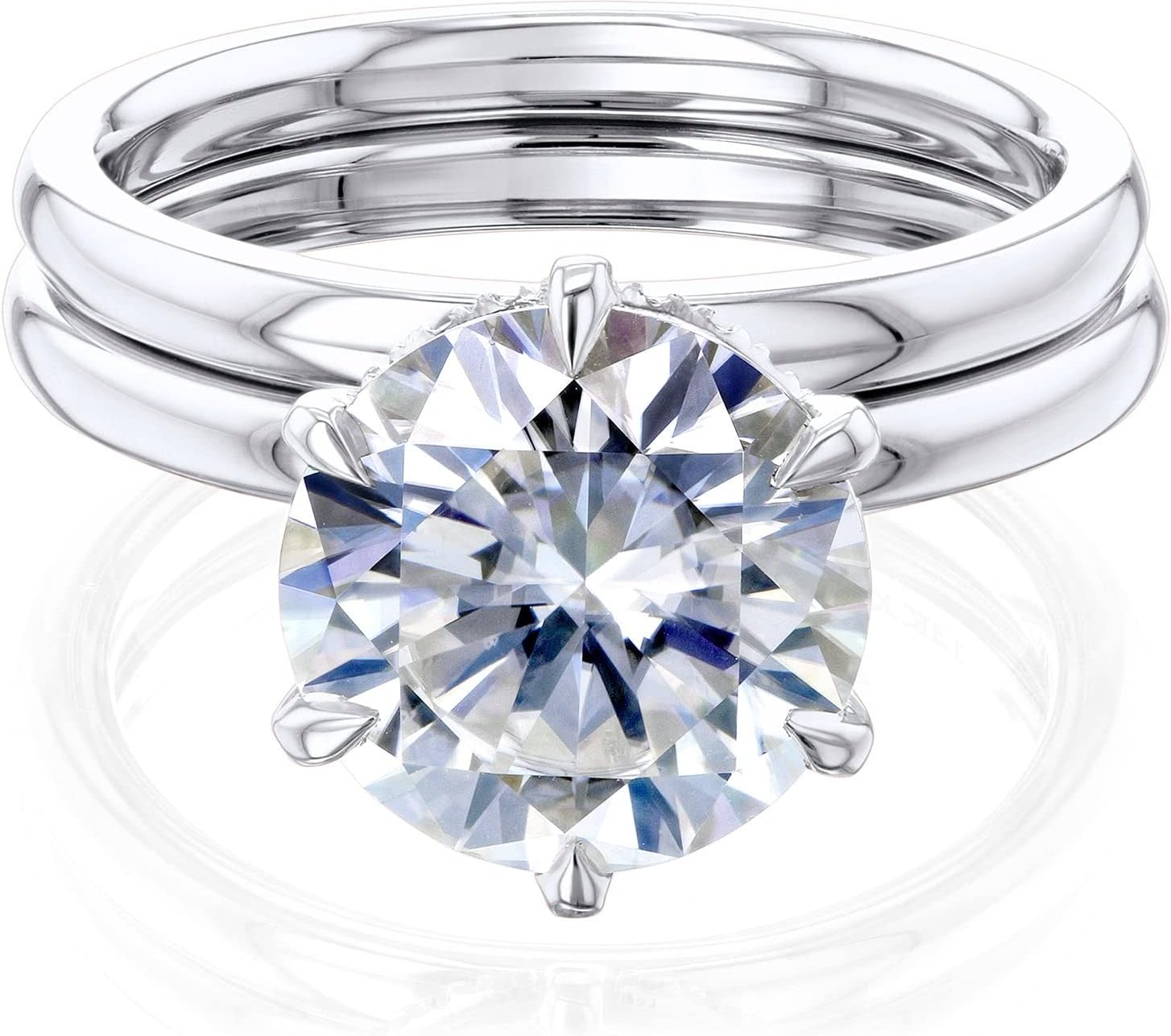 Kobelli Round 9.5mm Moissanite Rosemarie Ring Bridal Set 14k Gold