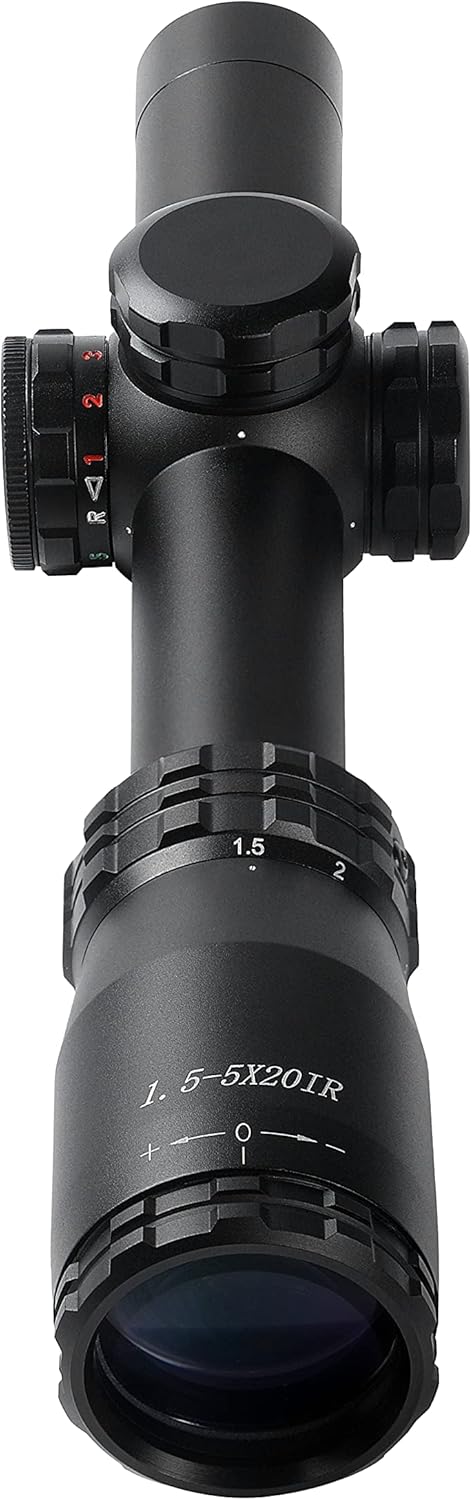 Edenberg 1.5-5X20mm 1-inch Tube Rifle Scope for Hunting and Tactical Shooting 100% Waterproof Fogproof Shockproof Construction with Wide Filed of View with Green and Red Illumination Reticle