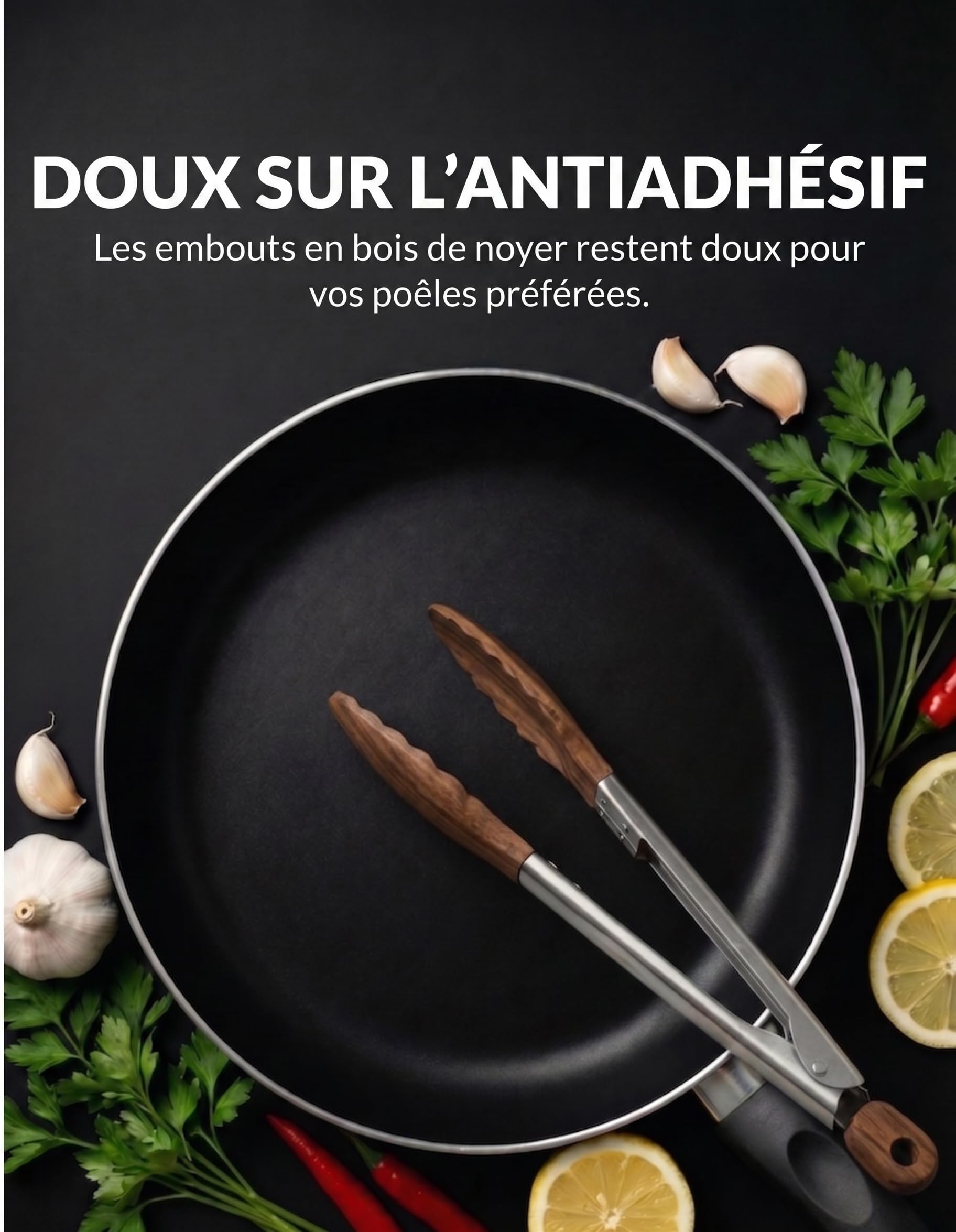 Boxiki Kitchen Pinces de Cuisine avec Embouts en Bois d'Olivier - Pinces Idéales pour BBQ, Salade, Grille-Pain, Pain & Cornichons - Fabriquées en Bois d'Olivier Naturel, Taille 28 cm