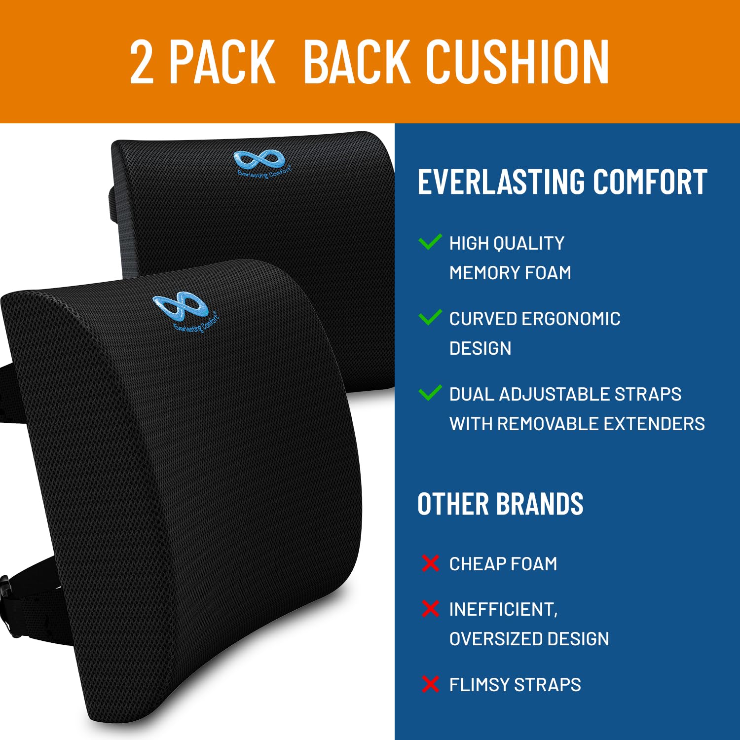Snapklik.com : Everlasting Comfort Lumbar Support Pillow For Office ...