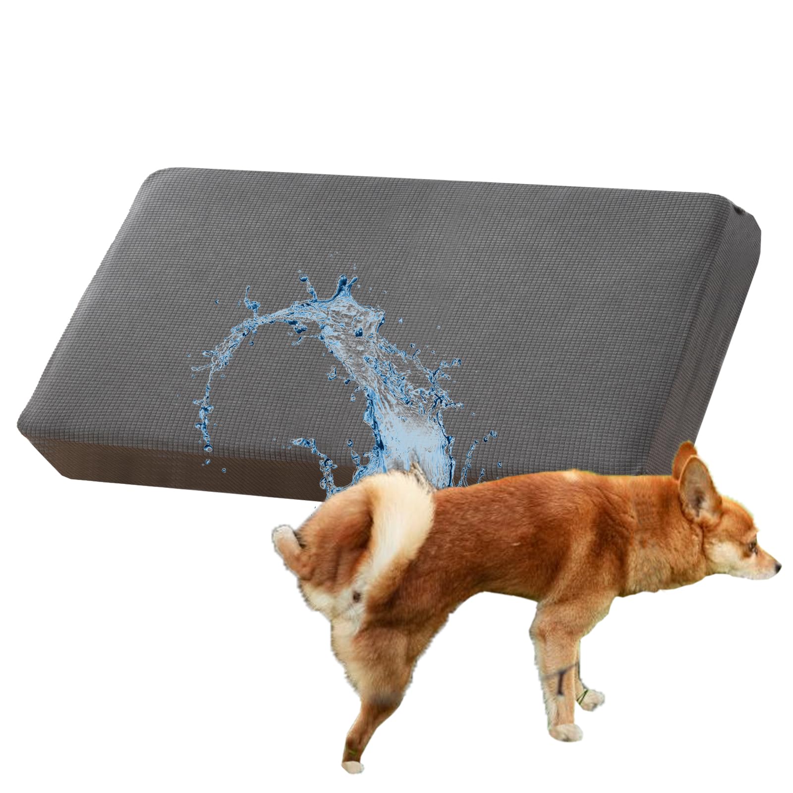 SYLC Waterproof Sofa Cushion Cover, Stretch Sofa Seat Cushion Covers Couch Cushion Covers Replacement for Living Room/Patio/Garden Rattan/Outdoor (Gray,Backrest)