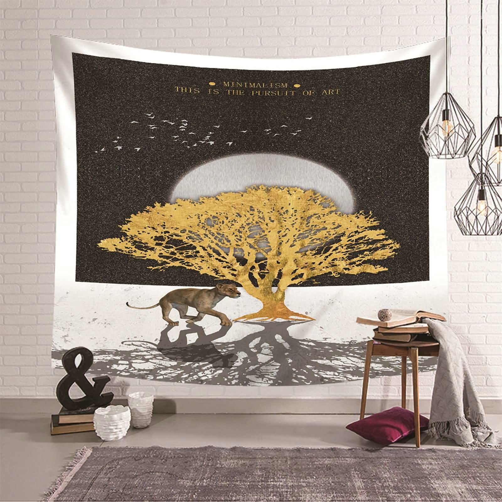 Tapiz de pared de 150x130 cm decorativo, tapices para dormitorio negros y dorados KnSam