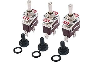 Taiss 3Pcs Heavy Duty On-Off-On Toggle Switch with Waterproof Cover