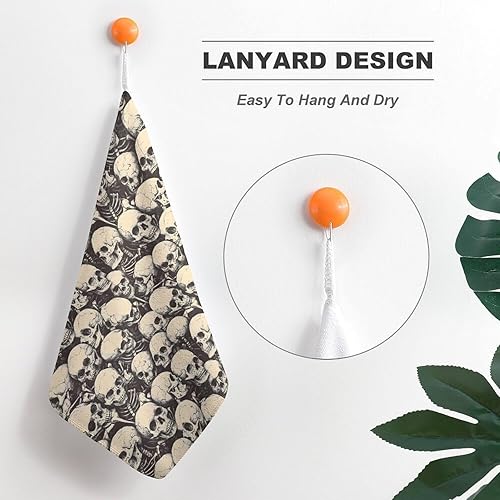 Miniatura 5 de Decorative Hand Towels for Bathroom - Retro Skull (A) Print Soft Absorbent Small Bath Hand Towels for Kitchen, Farmhouse, Spa, Hotel, Guest Tea and