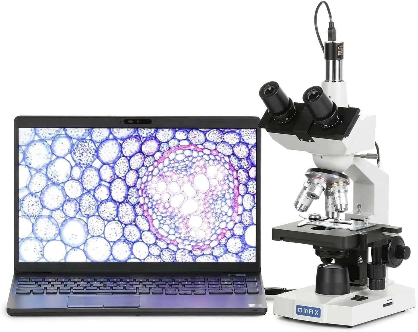 OMAX 40X-2500X LED Digital Trinocular Lab Compound Microscope with USB Camera and Mechanical Stage