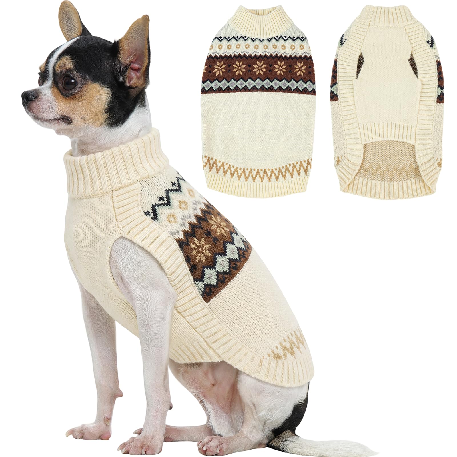 Kuoser Dog Fleece Jumper Soft Warm Turtleneck Sweater Small Puppy, White S — image 1