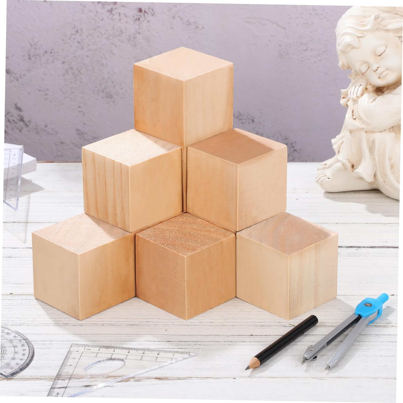 STOBOK 10 Cubos de Madera sin Terminar Fáciles de Pintar Superficie Lisa 10 Piezas para Manualidades y Rompecabezas para Niños