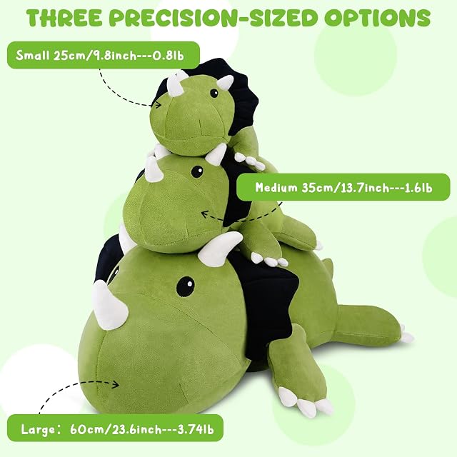Foto 3 de 8 de Xfrog Dinosaurio con peso de peluche, suave almohada de peluche de Triceratops con peso
