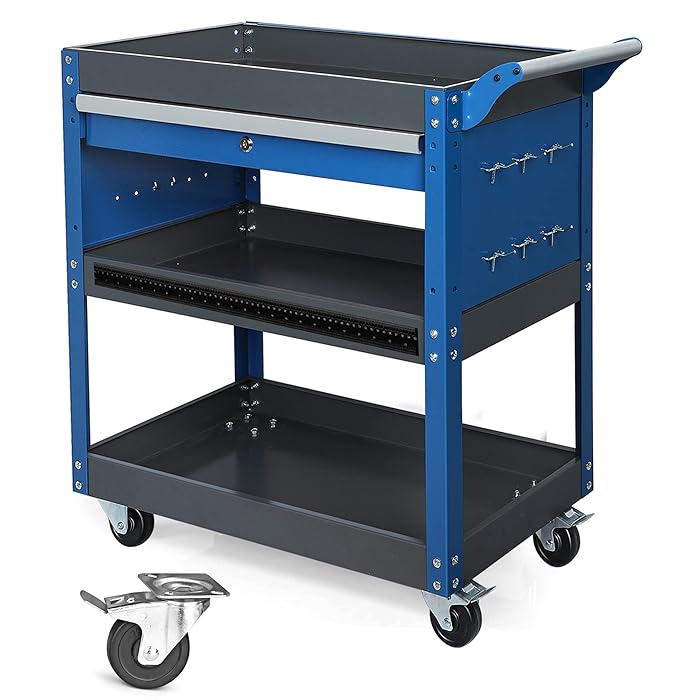 Buy 3Layer Wheeled Tool Trolley,Heavy Duty Tool Trolley, metal tool trolley with large lockable