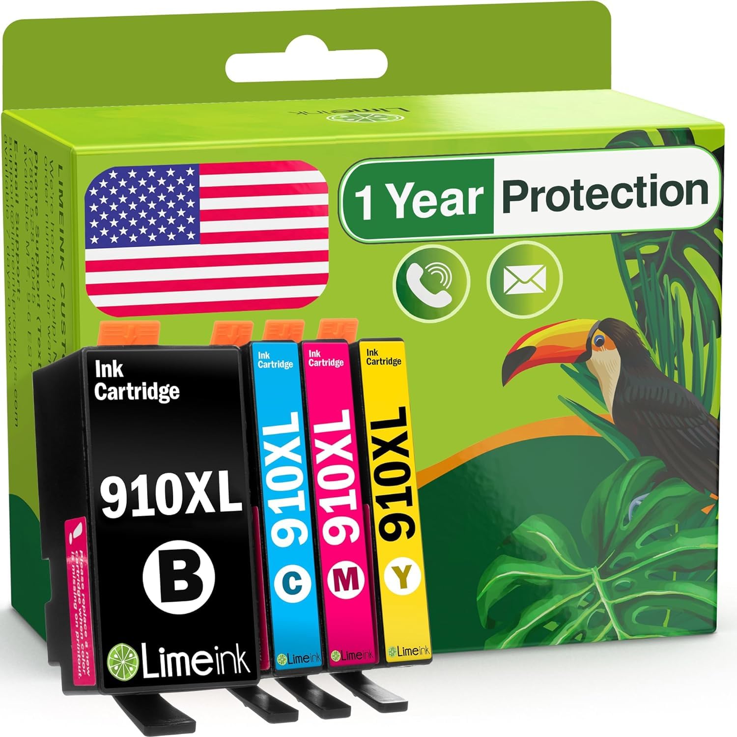 Limeink Remanufactured Ink Cartridges Replacement for HP 910 Ink Cartridges for HP Printers for HP 910xl Ink Cartridges Combo Pack 910 XL Ink Cartridges for HP Officejet Pro 8025 Black and Color 4p