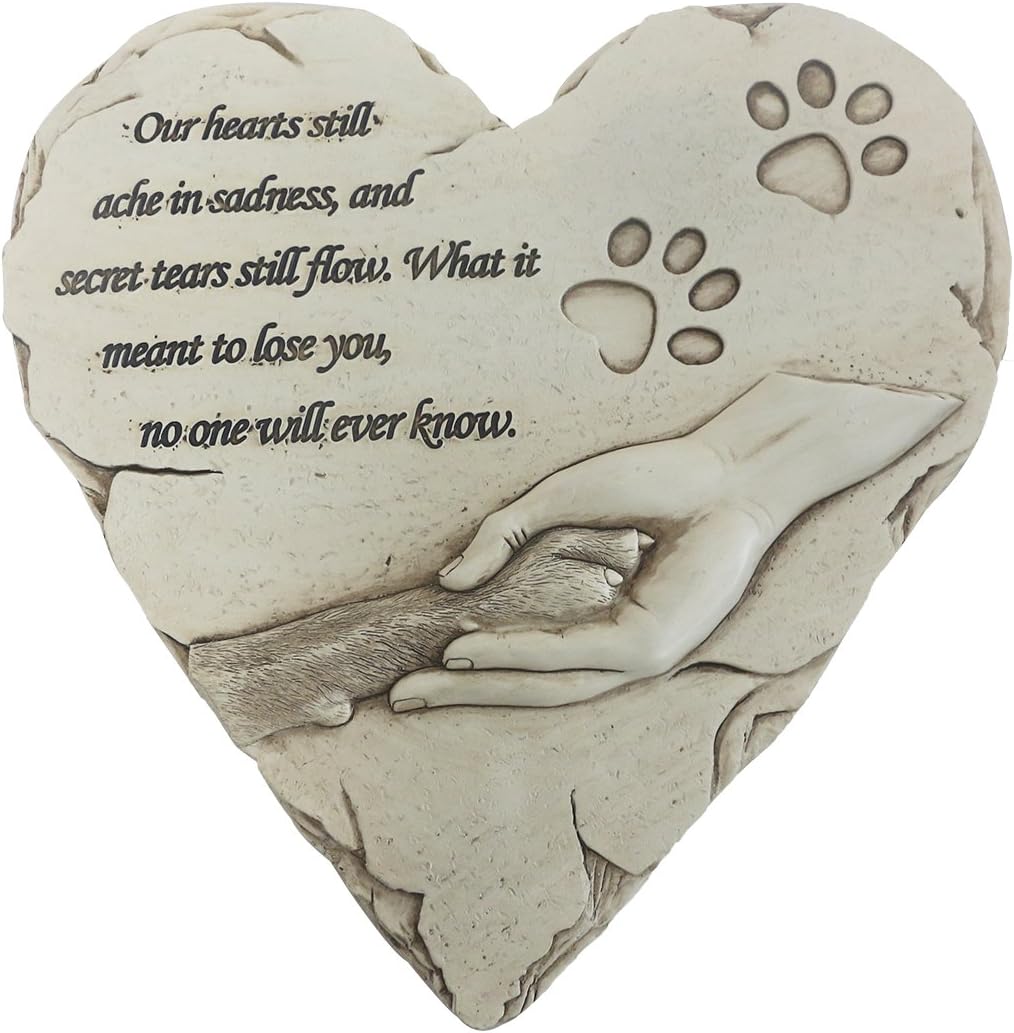 JSYS Pet Memorial Stone, Pet Loss of Gifts with Poem and Paw Print, Dog Memory Stepping Stones
