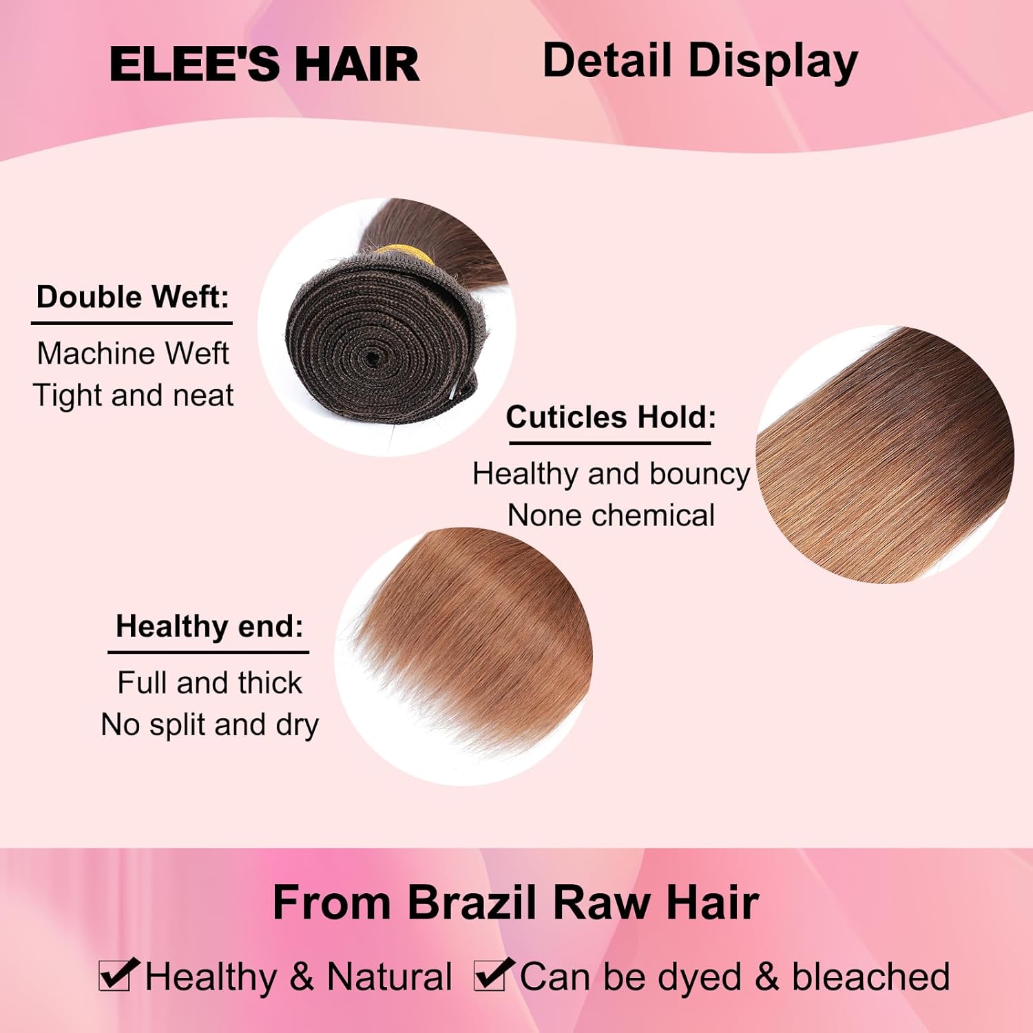 18A Ombre Human Hair Bundles with Closure 2 Tone Ombre 100% Unprocessed Brazilian Virgin Remy Human Hair Straight Human Bundles with Lace Closure Free Part (14 16 18 +12)
