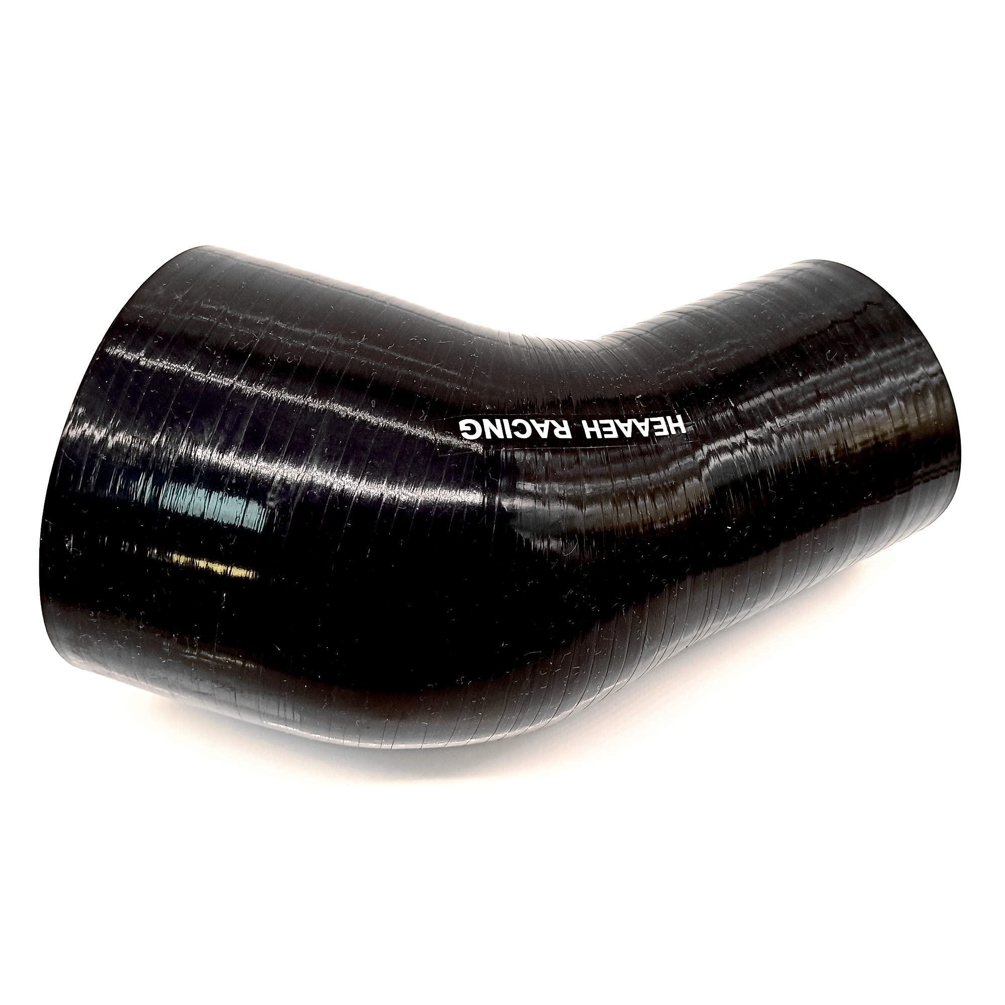 Acoplador de manguera de silicona reductor de codo de 4 capas de 45 grados de diámetro interior de 3.5 a 4.0 pulgadas, color negro (89-102 mm)