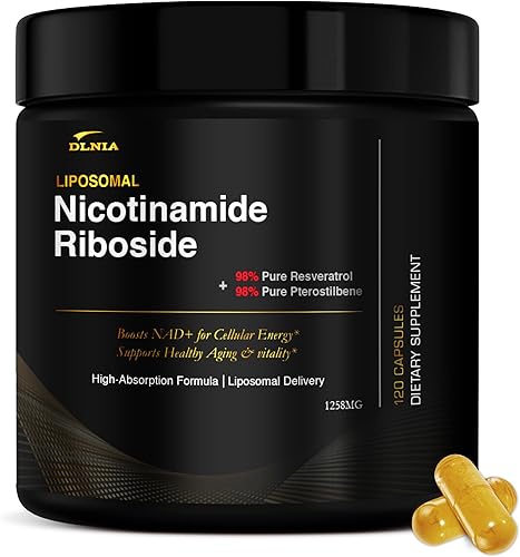 NAD liposomal con resveratrol - Suplemento NAD de alta pureza para antienvejecimiento, energía, enfoque, 120 unidades