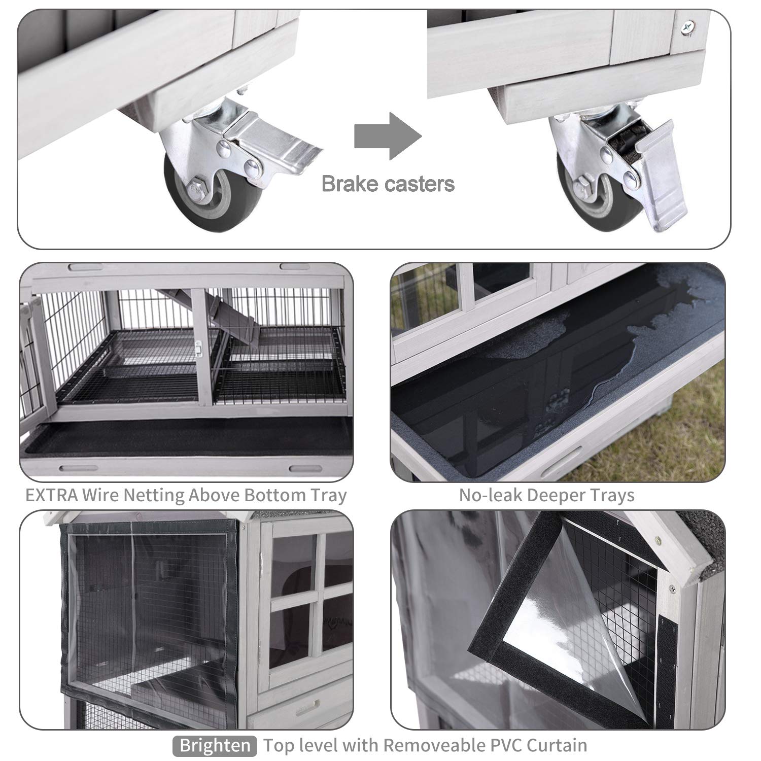 Aivituvin Rabbit Hutch Outdoor Large, Rabbit Cage Indoor Bunny Hutch