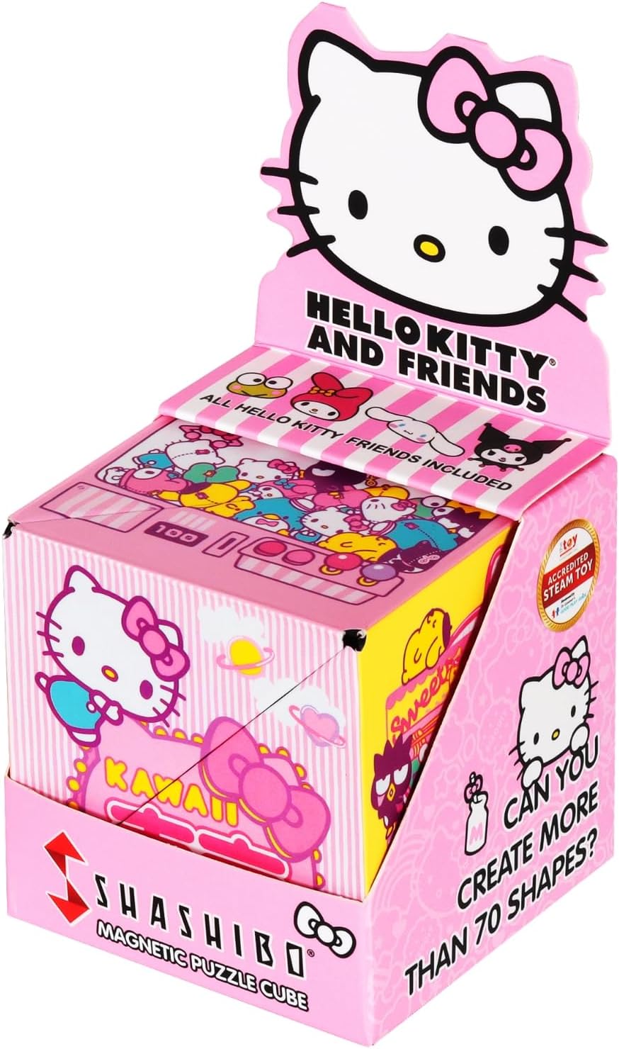 SHASHIBO Hello Kitty & Friends Shape Shifting Box - STEM Magnetic Fidget Cube that Transforms Into Over 100 Shapes, Download Fun in Motion Toys Mobile App (Kawaii)