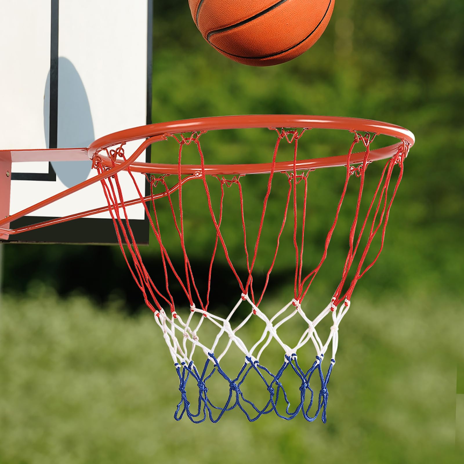 KOMFOTTEU Cesta de baloncesto de pared con malla de nailon y marco de metal, diámetro de 45 cm, para deportes de interior y exterior