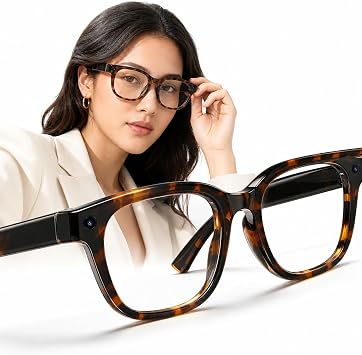 Mavark AI Smart Camera Glasses 4K HD Video & Photo Capture, 32GB Intel Storage, Real-Time Translation, Recording with AI Assistant, Open-Ear Audio, Object Recognition, Bluetooth, Transparent Lens
