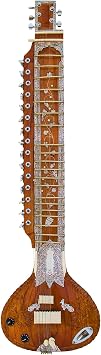 superbrass Indian Sitar in Cedar Wood with Reinforced Neck. Can withstand 19-String Tension. Ravi Shankar Config. Heavy padded gigbag, Brown