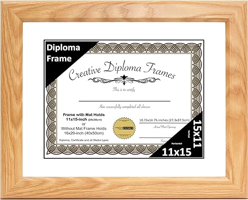 Vista 28 de Creative Picture Frames Marco de diploma con acabado de roble de 8 x 10 pulgadas, con caballete de vidrio negro y colgadores de pared instalados