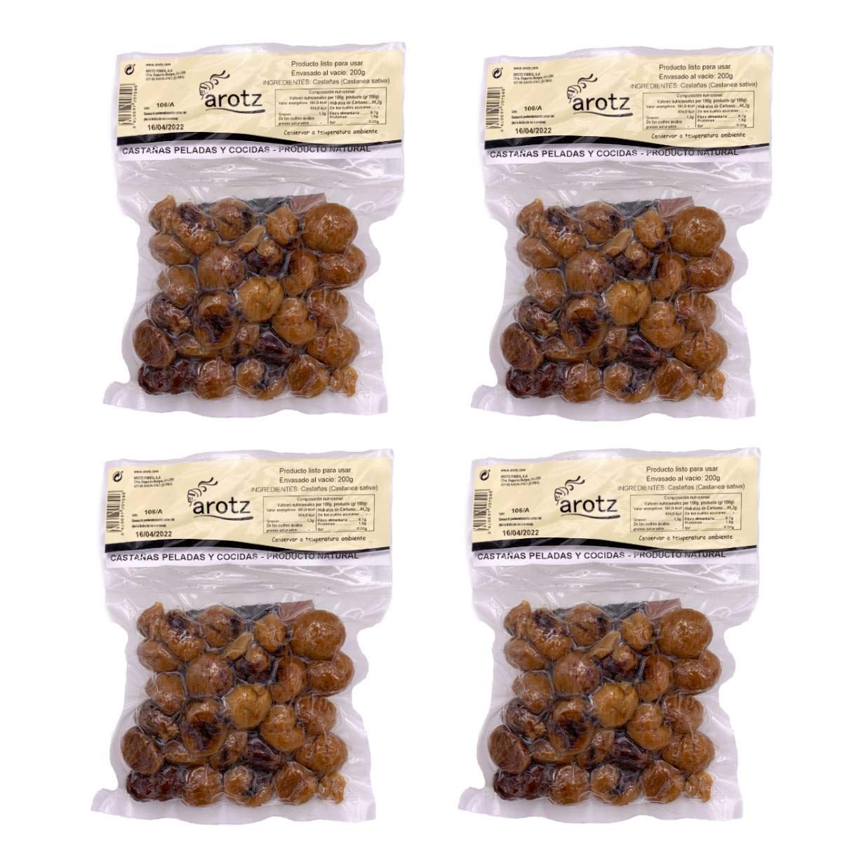 Arotz spanische Maronen 4x 200g, geschält und gekocht, vakuumiert - Edelkastanien