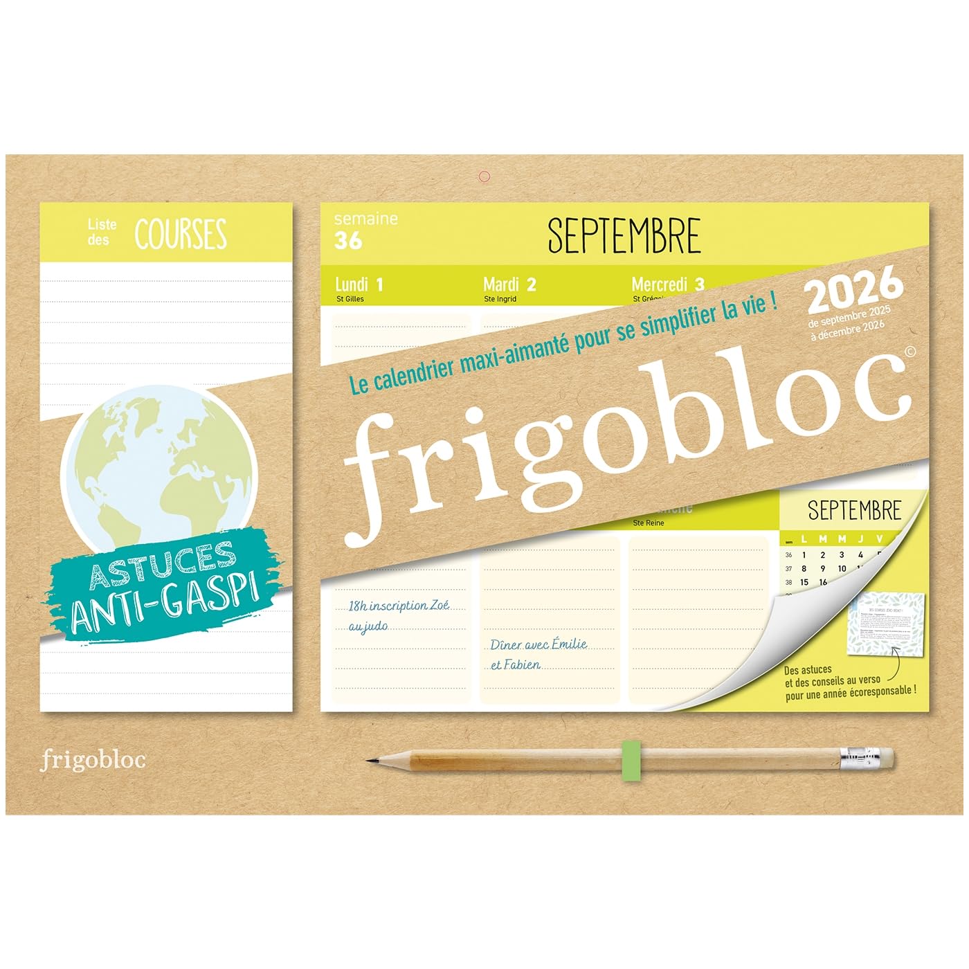 Mini Frigobloc Hebdomadaire 2026 Anti-Gaspi (de sept. 2025 à déc. 2026) - Edition 2025: De septembre 2025 à décembre 2026