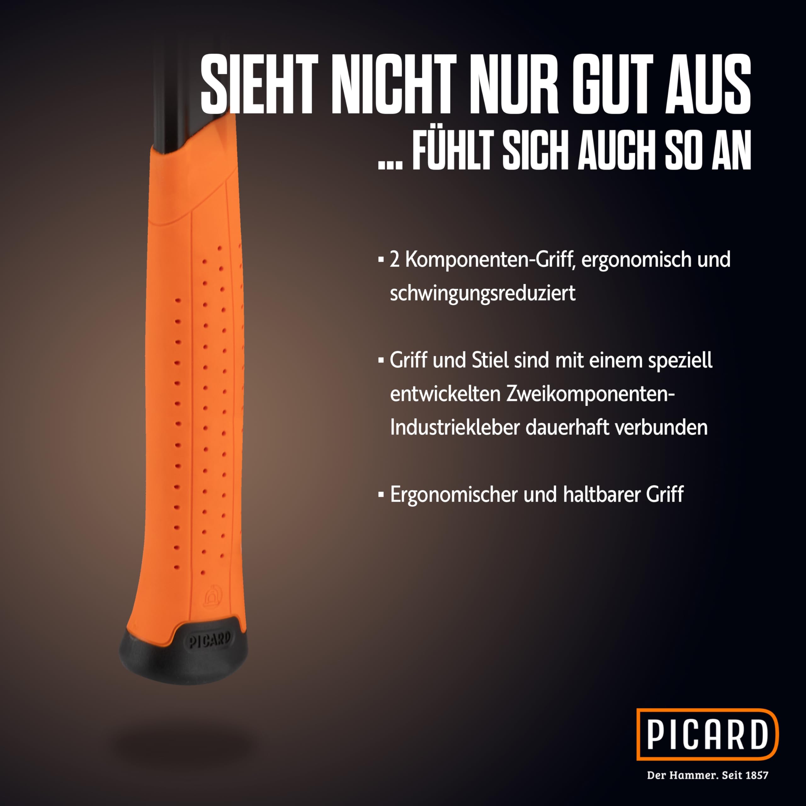 Picard Martello Carpentiere Liscia AluTec®, No. 1095 | Martello da Carpentiere Professionale con Estrazione Chiodi | Leggero E Potente | Ergonomico E Antivibrazione | Hammer Ibrido Alluminio