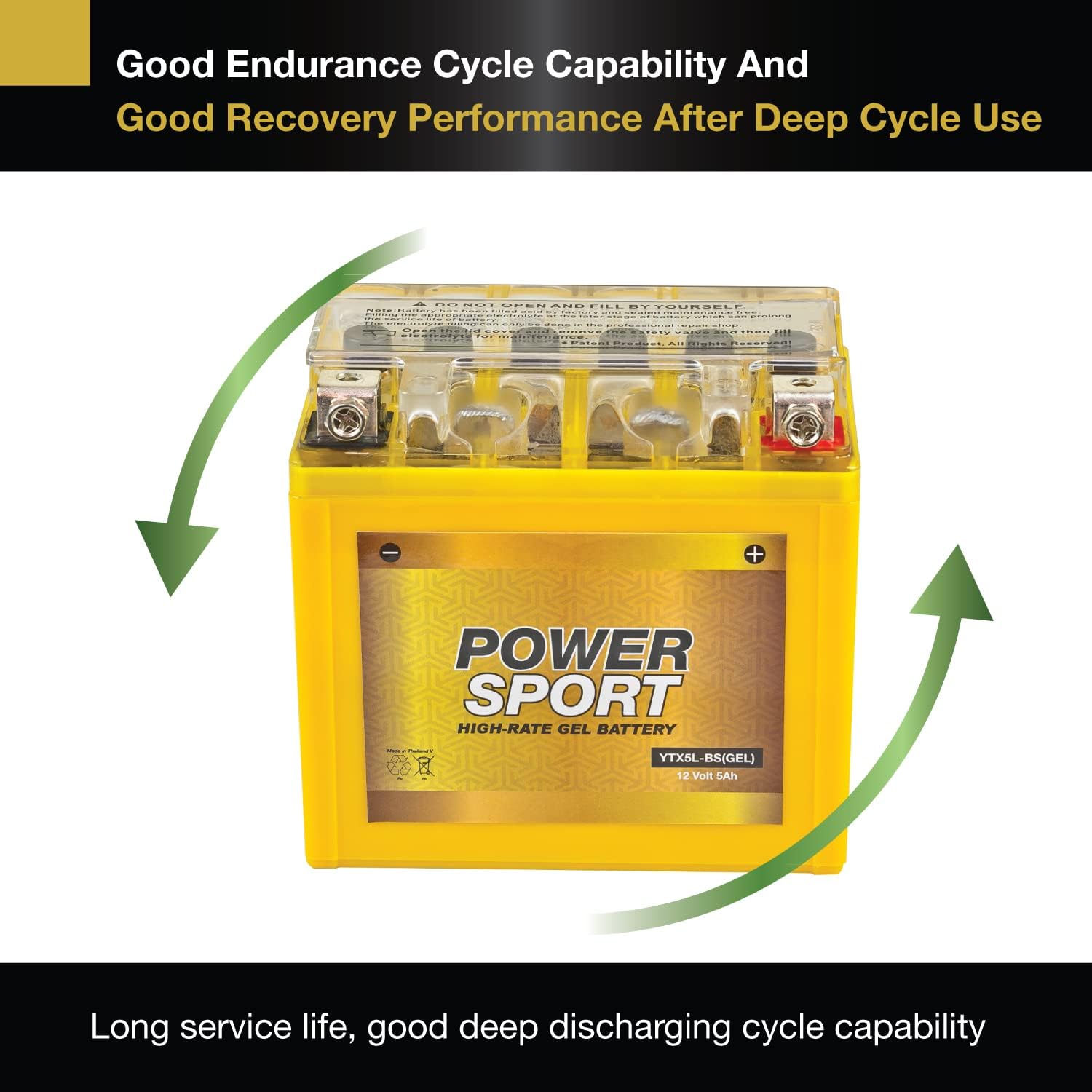ExpertPower YTX5L-BS - Sealed GEL Motorcycle Battery 12V 5Ah, 130 CCA Scooter and ATV Battery Compatible with LT-Z50 QuadSport, YFM90R Raptor, Replacement for GTX5L-BS Powersports Batteries