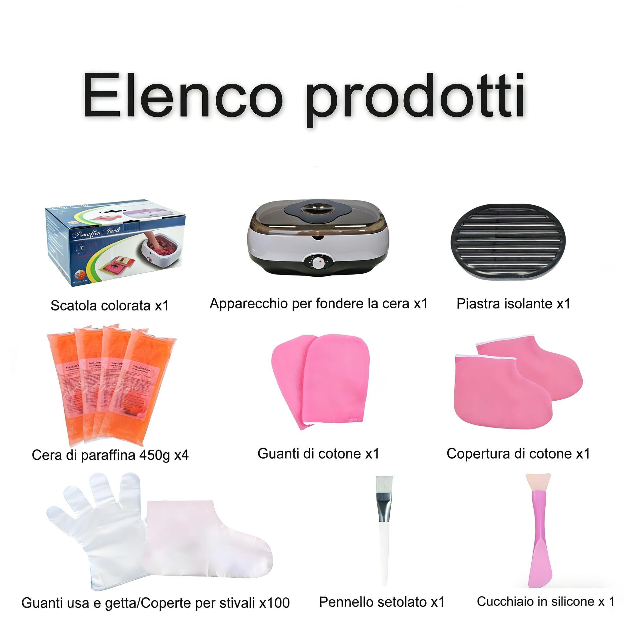 Paraffina per mani e piedi, 5000 ml bagni di paraffina mani e piedi, kit paraffina mani secca e ruvida, con cera di paraffina da 1800 g e accessori, ottimo regalo per spa (Nero)