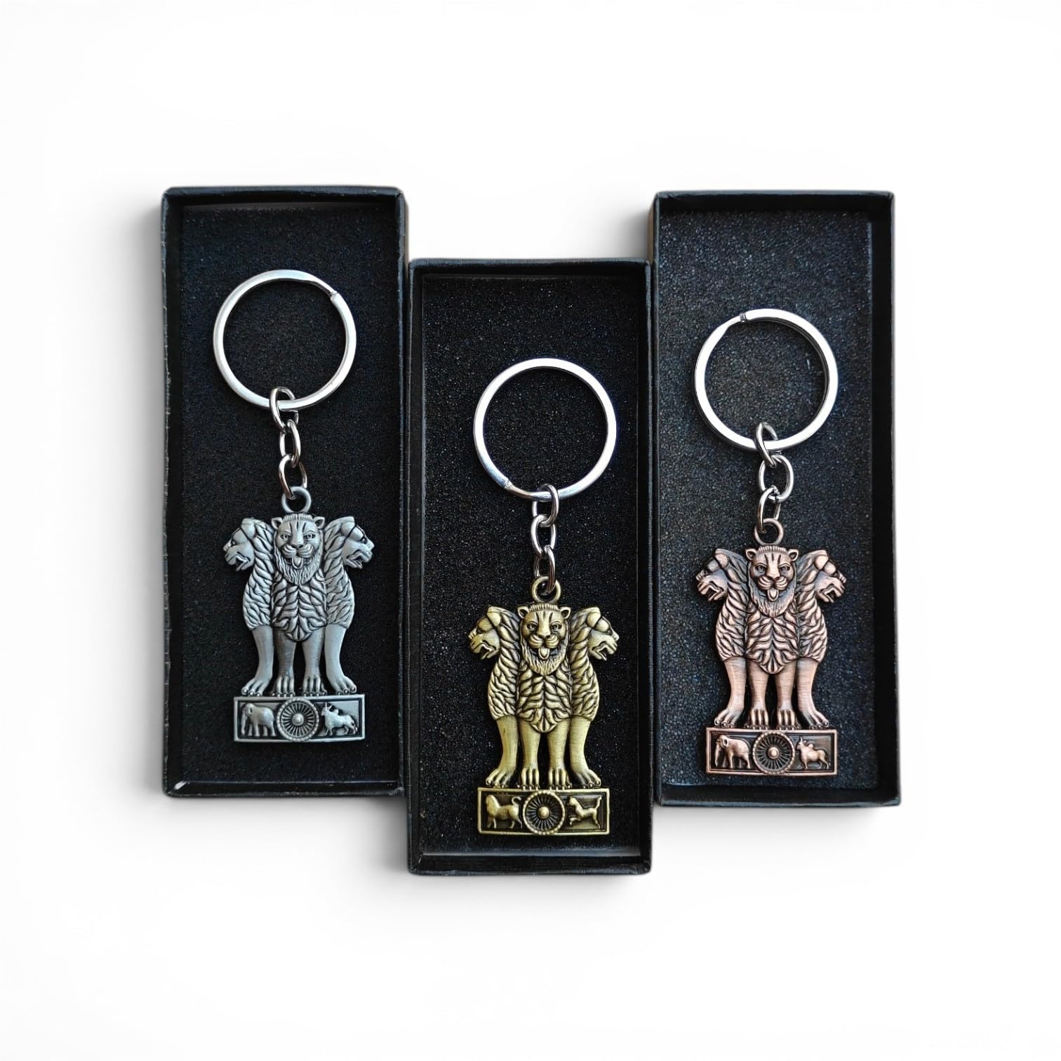 Combo Of Ashoka Stambh Double Side Metal Keychain (Multicolor)-image-6