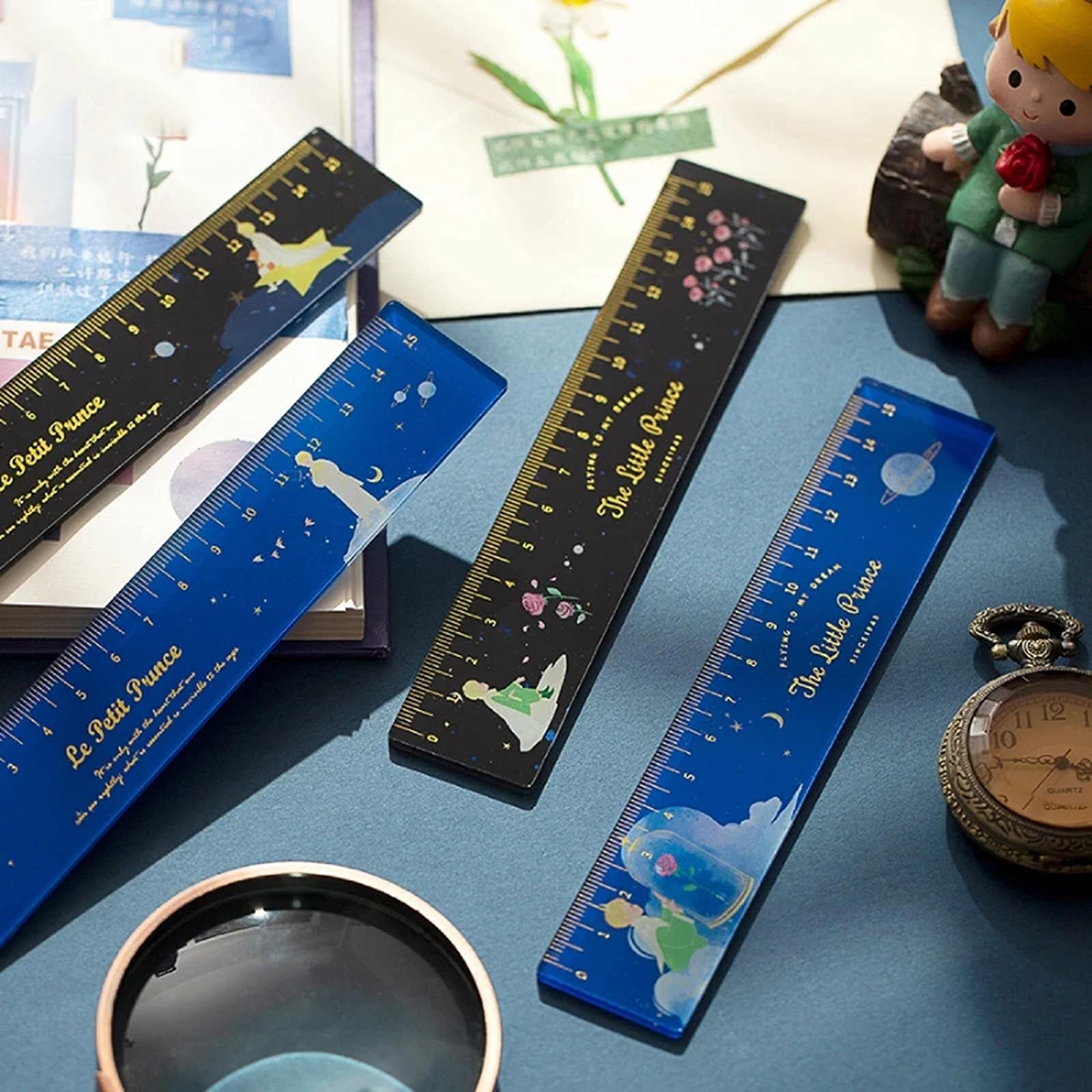 caihuashopping 4 stück Rose Planeten Acryl Lineal Hand Konto Maßnahme Mathematik Herrscher Kinder Herrscher für Schule