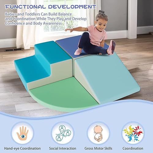 Miniatura 4 de On Shine Juego de actividades de escalada y gateo de 4 piezas, bloques de escalada de espuma ligera para niños pequeños, juguetes de escalada para