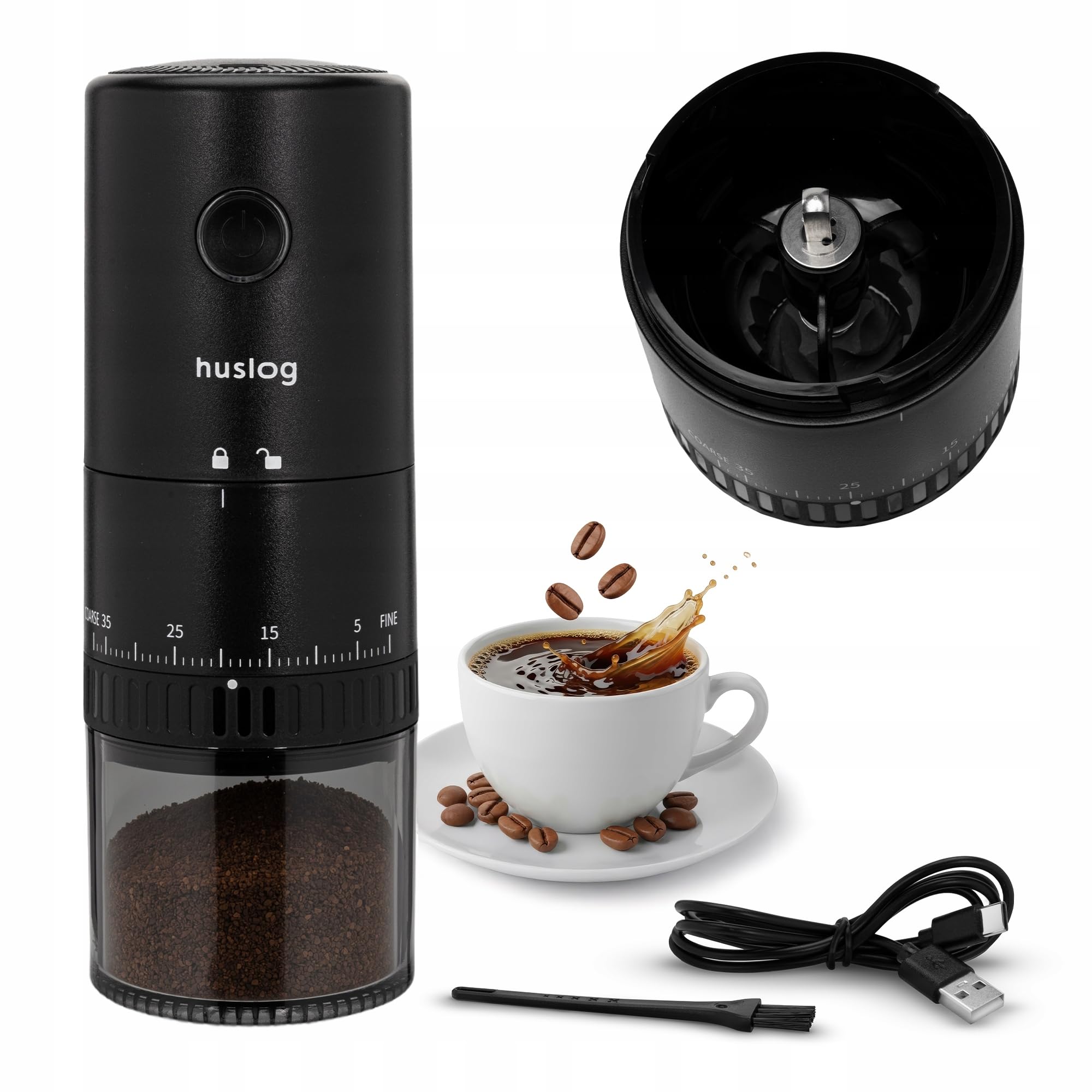 Macinacaffè elettrico senza fili 30W - macina conica con macina in ceramica, batteria USB-C 2000mAh, grado di macinazione regolabile, macinino espresso portatile per casa e viaggi, 25 g