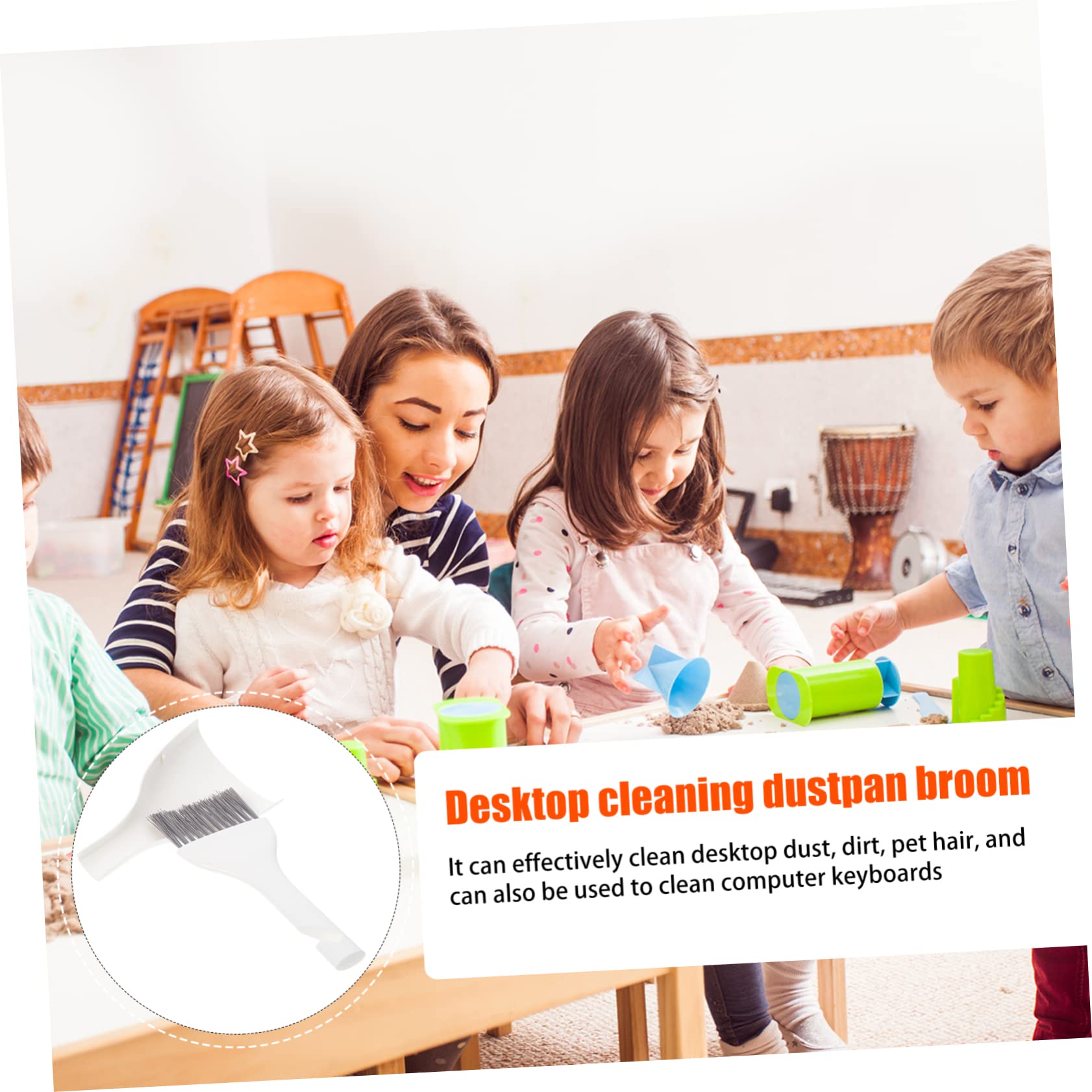 COLLBATH 1 Set Desktop Cleaning Trash Desktop Broom Small Mini Countertop Brush Laptop Cleaning Brush Mini Broom Household Cleaning Mini Dust Broom Mini Dust Pan Pet Dust Plastic White