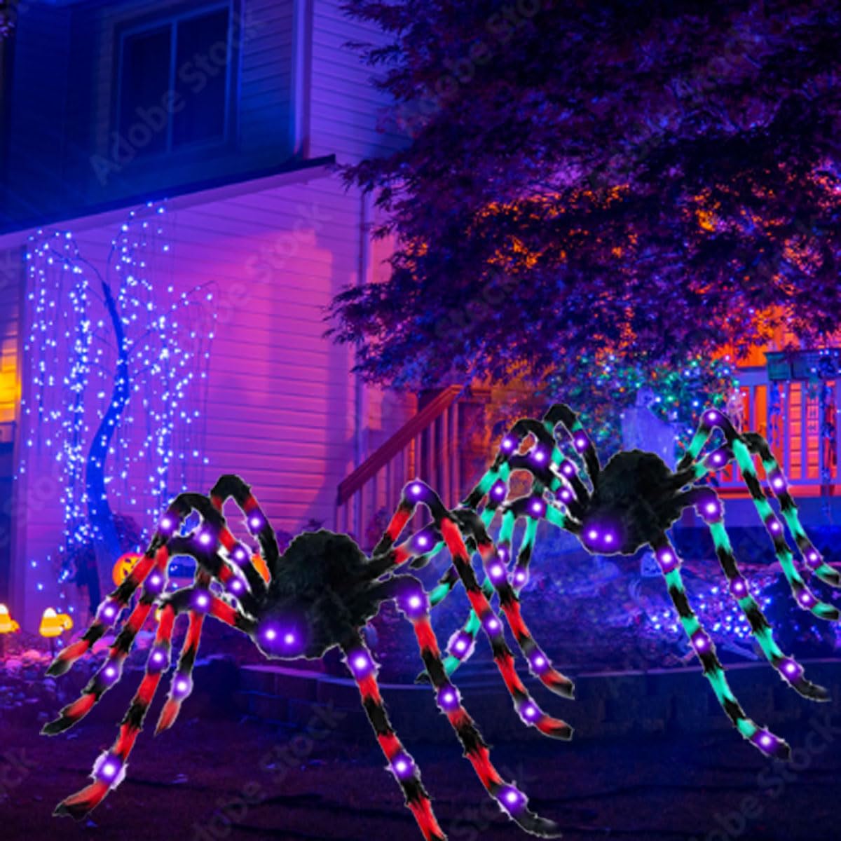 Halloween Spiders 50 Mini Plastic Spiders - Creepy Crawly Halloween Decor,  Table Scatter, Party Decoration Halloween Spider Decorations, image size:1200x1200