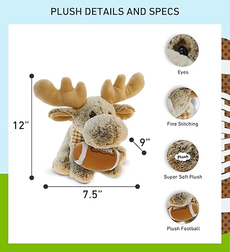 Miniatura 3 de DolliBu Peluche de alce flexible con peluche de fútbol, alce suave y abrazable, adorable juguete de peluche para jugar, juguete de peluche