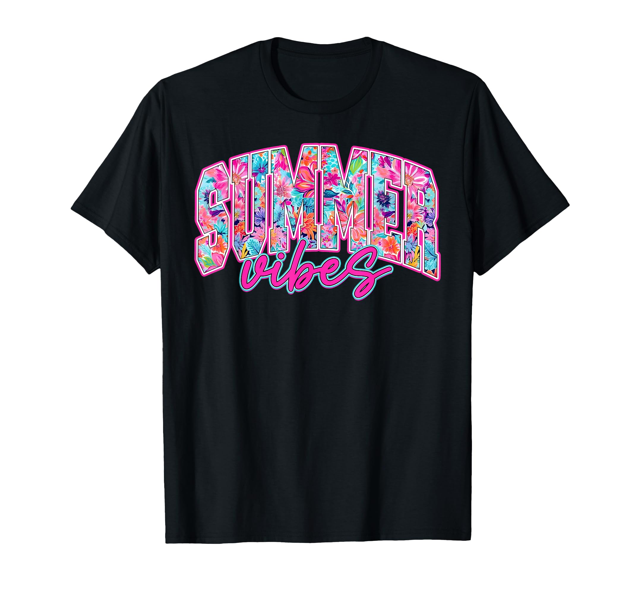 Retro Summer Vibes Tropical Flowers Summer Hawaii Beach Life T-Shirt