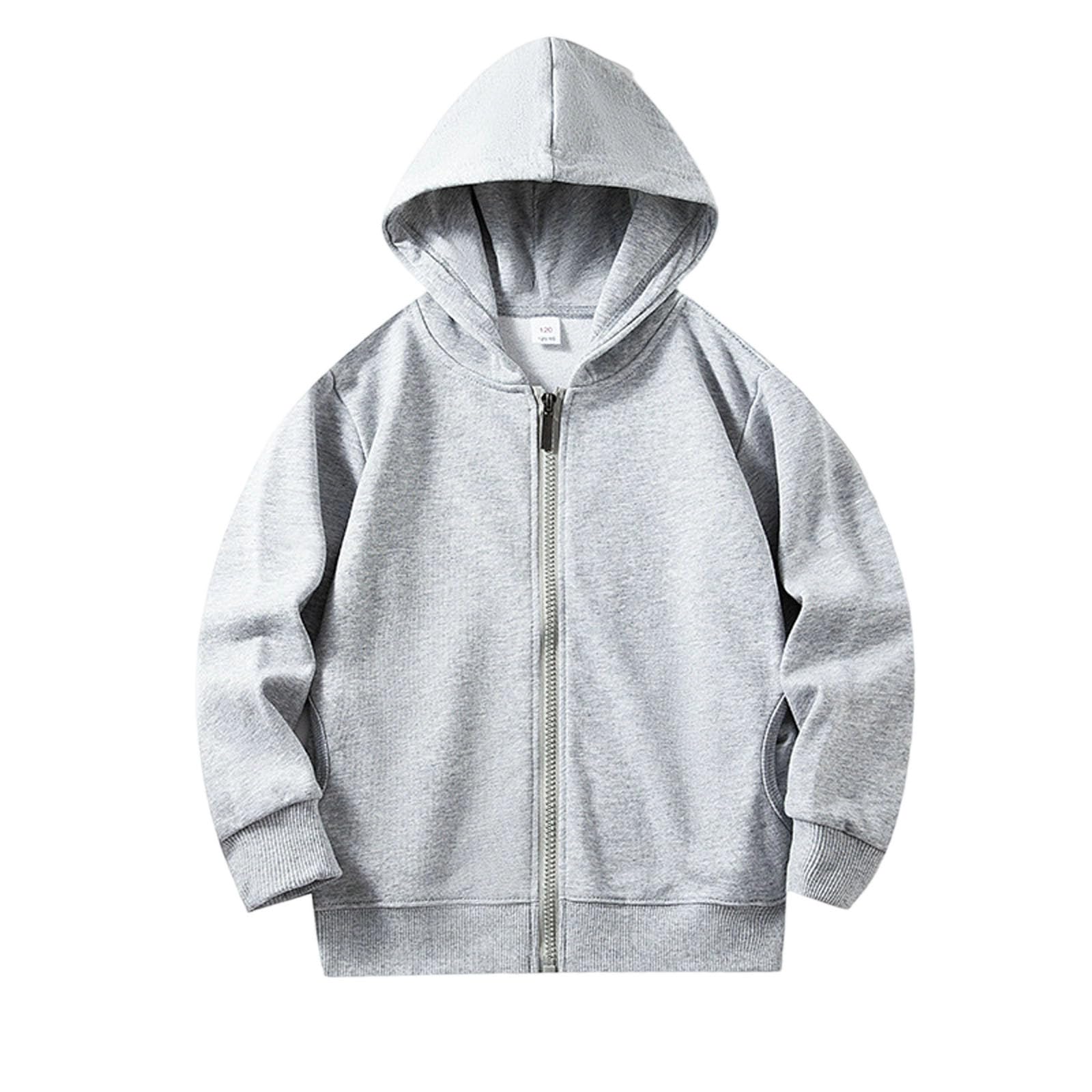 Bambini Giacca Con Zip E Cappuccio Hoodie Ragazza Felpata Tinta Unita