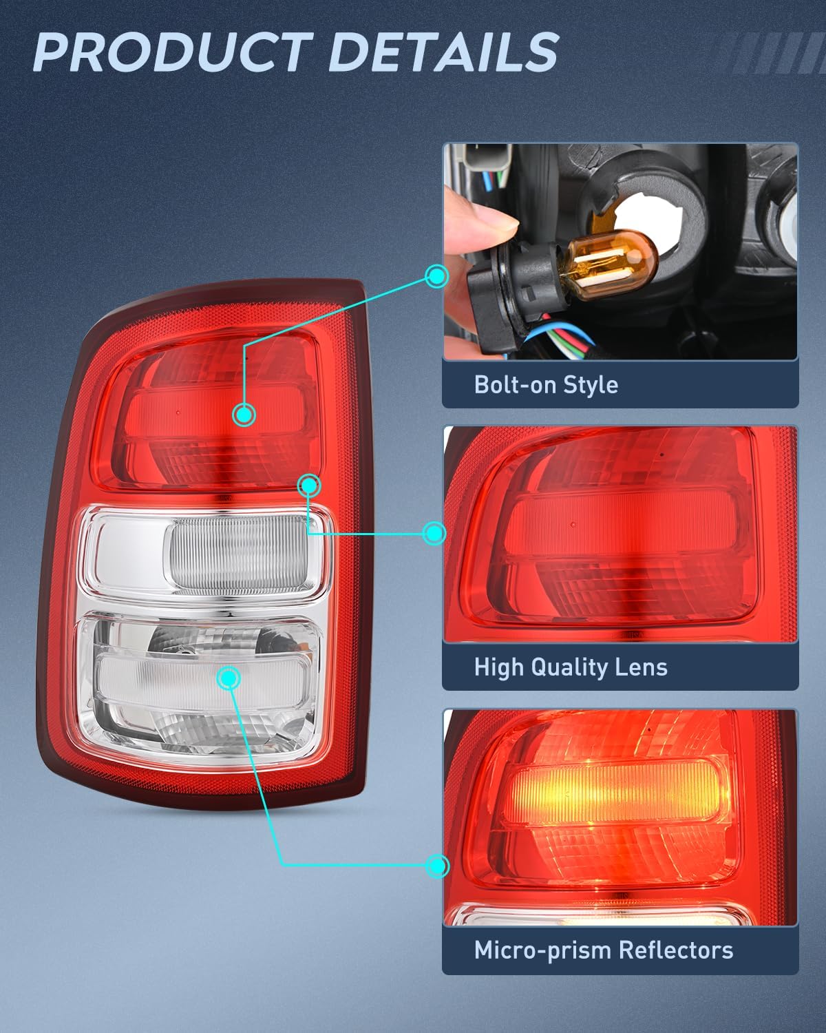 Nilight Taillight Assembly Compatible with 2019 2020 2021 2022 2023 Dodge Ram 2500 2019-2023 Dodge Ram 3500 Red Bezel Tail Light OE Style Rear Lamp Replacement Driver Side